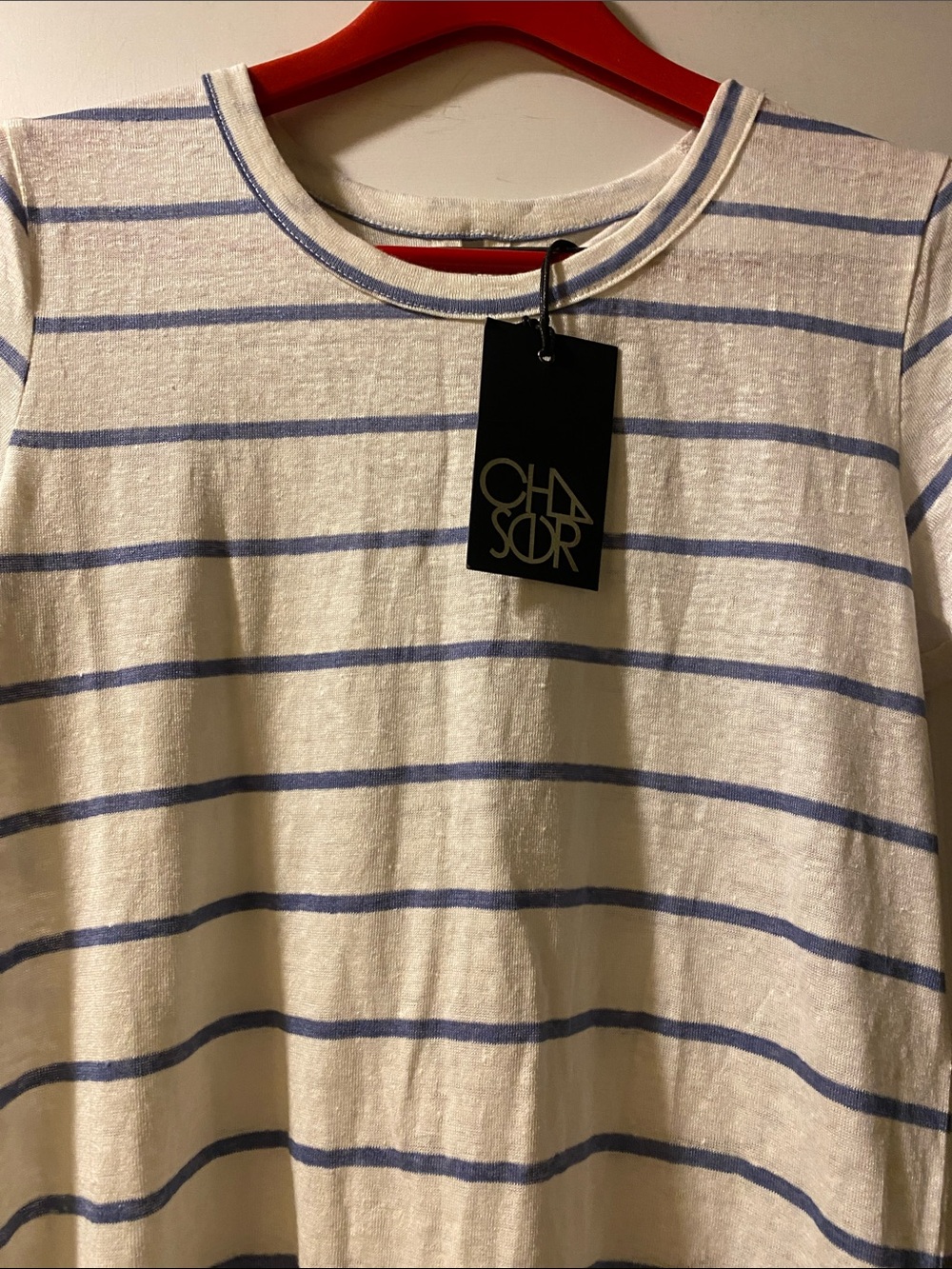 Chaser Braided Back Detail Striped Tee NWT - Picture 3 of 14